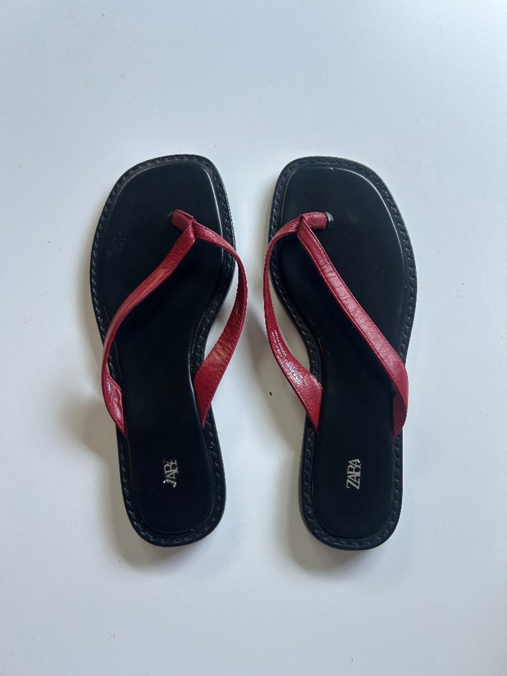Zara- Red and Black Flip Flops Size 8